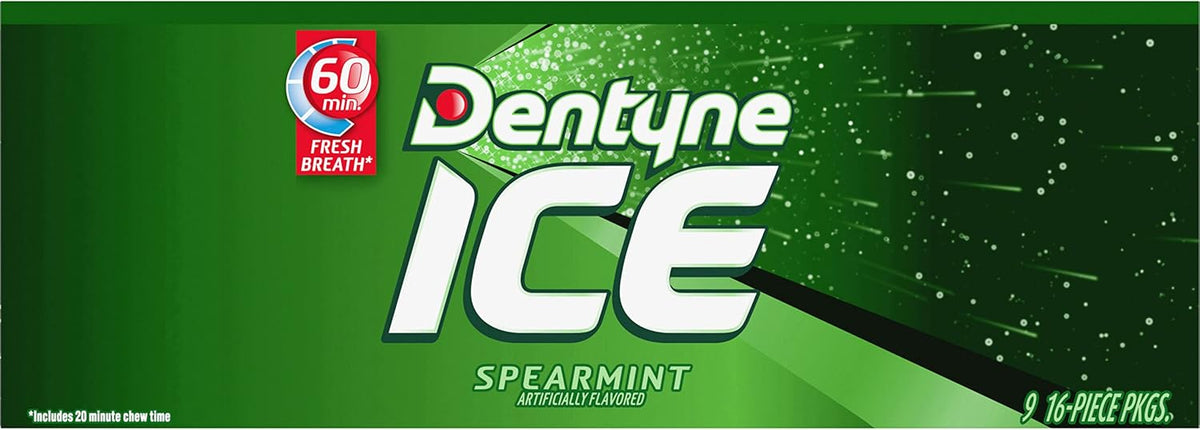 Dentyne Ice Spearmint Sugar-Free Chewing Gum, 9 Packs of 16 Pieces (144 Total Pieces) | Chewing Gum, Perfect for Long Lasting Fresh Breath at School, Work & Travel - Image 14