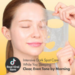 Swatch of the eighty percent turmeric root water overnight mask on skin.
