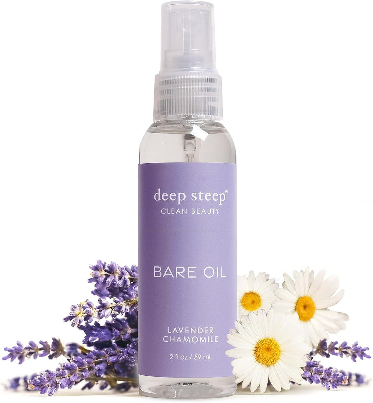 Deep Steep dry body oil lavender chamomile front view bottle