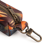 Close up of Pendleton brass hardware and clip on bag dispenser
