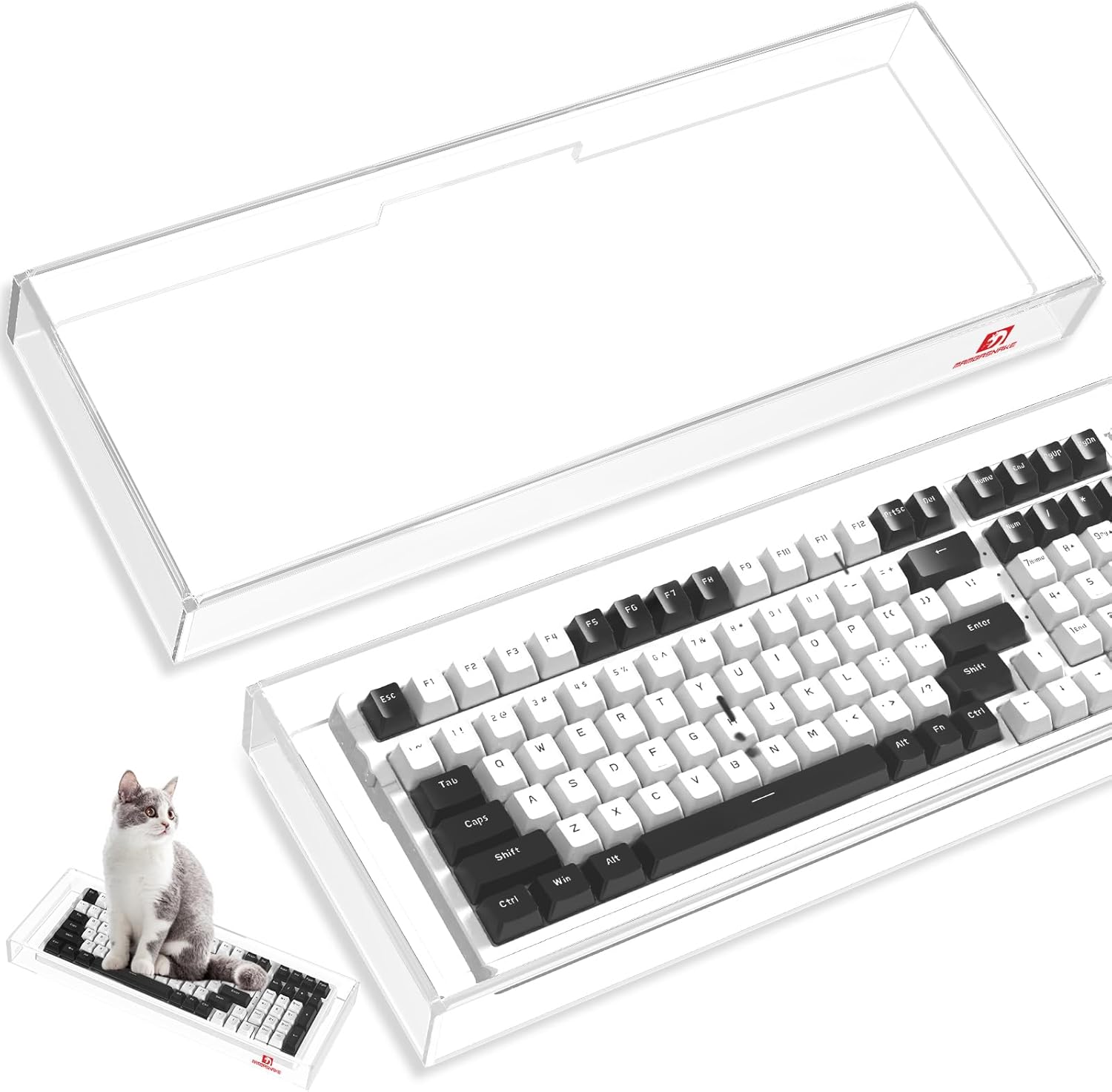 ZIYOU LANG KC04 acrylic clear transparent keyboard cover front perspective view over a mechanical keyboard