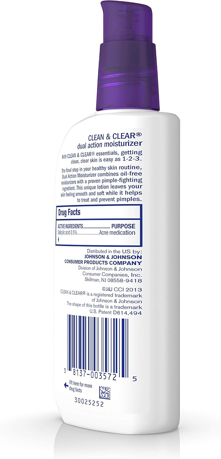 Clean & Clear Essentials Dual Action Facial Moisturizer with Salicylic Acid Acne Medication to Treat Acne and Prevent Pimples, Oil Free Face Moisturizer Cream for Acne-Prone Skin, 4 oz - Image 6