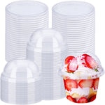 Alaeseje 50 pack clear plastic dessert cups front view for catering.