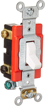 Leviton toggle double pole switch front view industrial grade