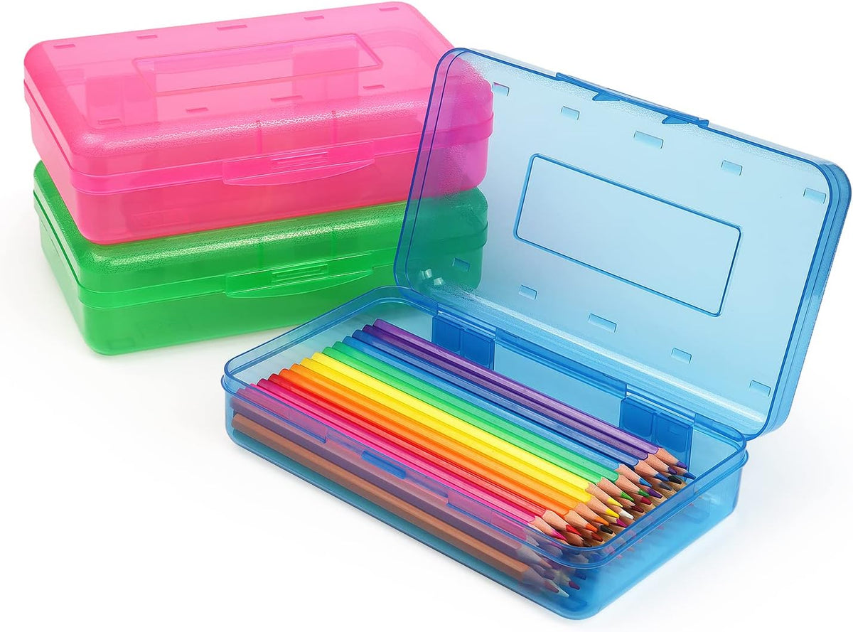 Tamaki 1 Pack Plastic Pencil Box Large Capacity, Blue | Clear Boxes with Snap-tight Lid Stackable Design and Stylish Office Supplies Storage Organizer - Image 10