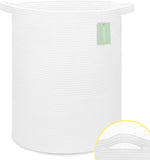 Large Cotton Rope Blanket Basket, 87L Laundry Hamper, White & Gray | Collapsible Woven Nursery Hamper, Sturdy Handles for Clothes Toys Towels, Ideal for Living Room Bedroom Bathroom - Image 14