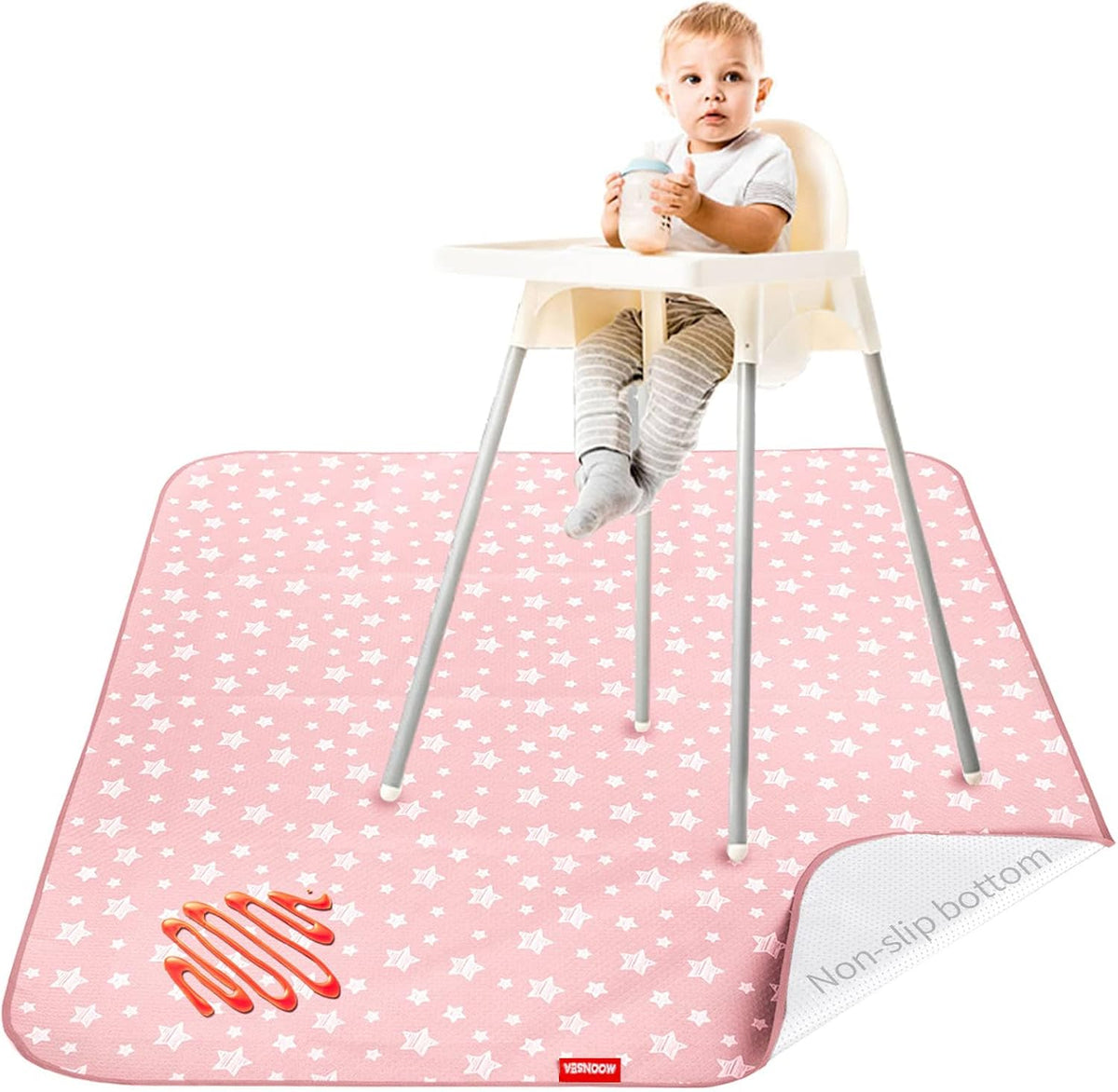 Splat Mat Under High Chair Mat for Baby's Mealtime,Green Flower, 42x46Inch - Image 13