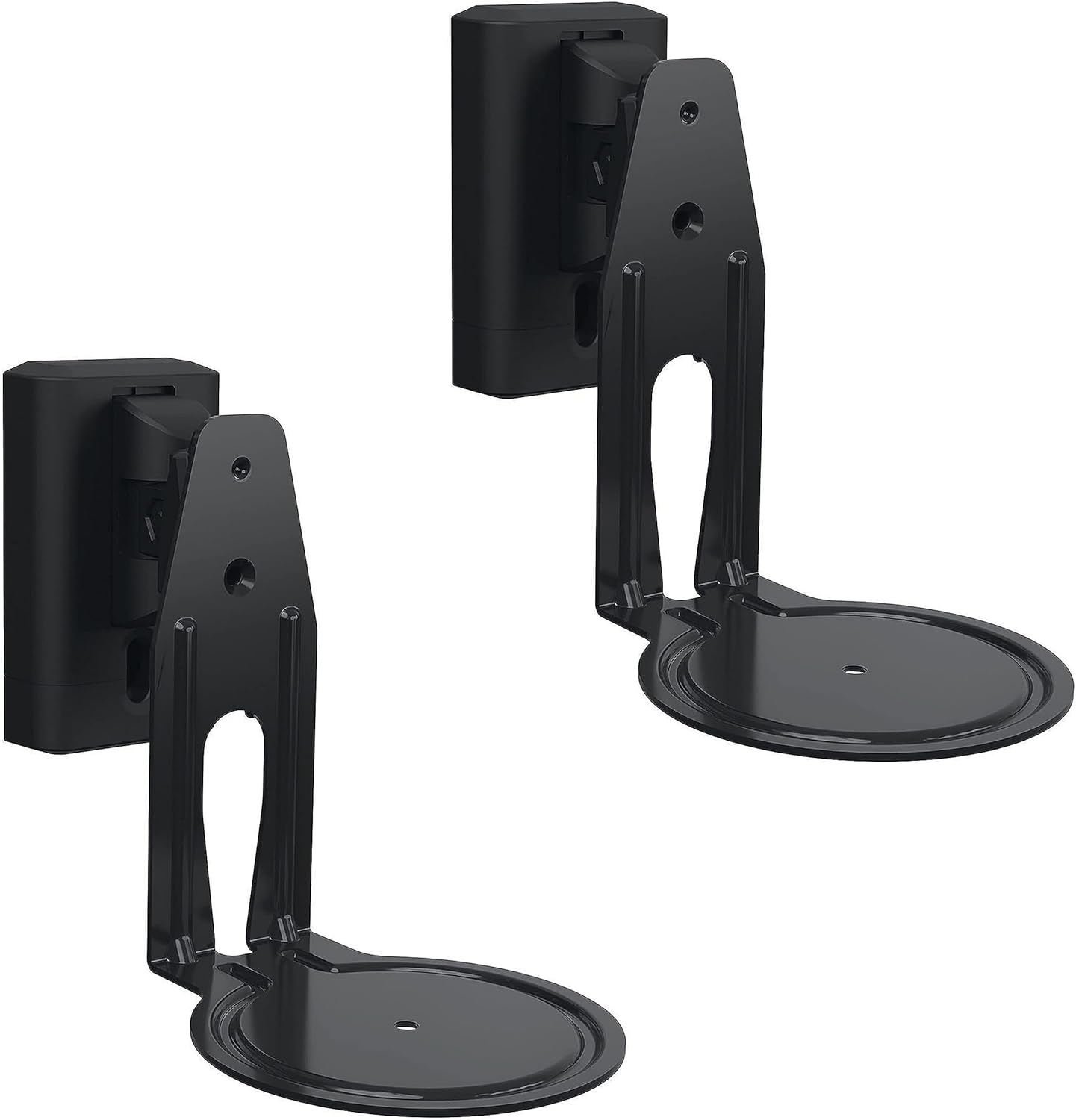 Sanus speaker wall mounts for Sonos Era 100 pair front view highlighting sleek black finish