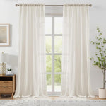 Melodieux Blush Pink Sheer Curtains 96 Inches Long for Living Room Elegant Cotton Linen Bedroom Window Sheer Drapes, Natural Rustic Rod Pocket Light Filtering Curtains, 52" W x 96" L, 2 Panels - Image 14