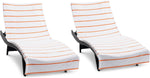 Arkwright Las Rayas Chaise Lounge Cover Towel with Pocket - Pack of 2 - Striped 100% Cotton Cabana Cover for Beach Pool Outdoor Chairs, 30 x 85 in, White/Beige - Image 11