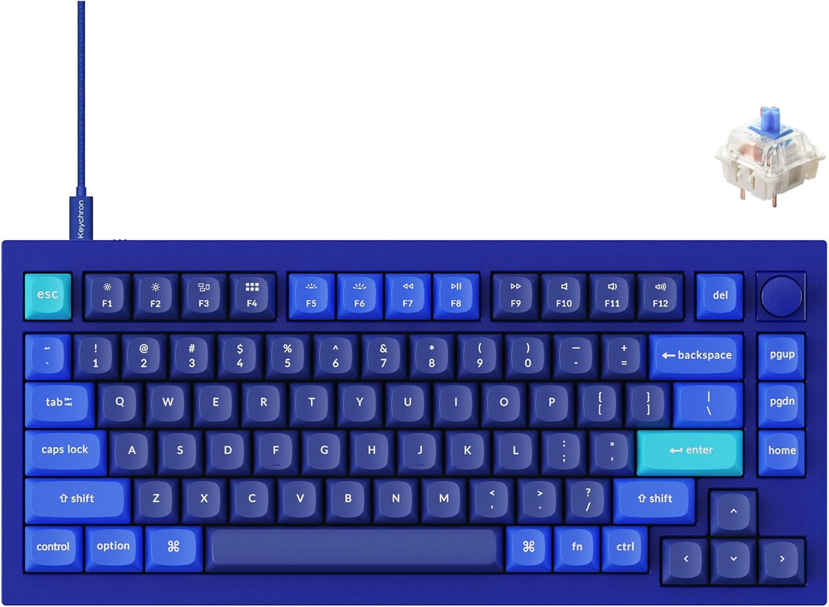 Keychron Q1 RGB Wired Custom Mechanical Keyboard, 75% Layout RGB Backlight with Hot-swappable Gateron G Pro Brown Switch Double Gasket Compatible with Mac Windows Linux (Blue) -Version 2 - Image 11