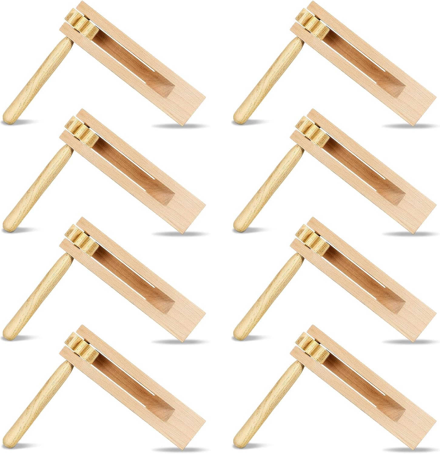 Zhanmai 4 piece set of wooden ratchet noise makers front view