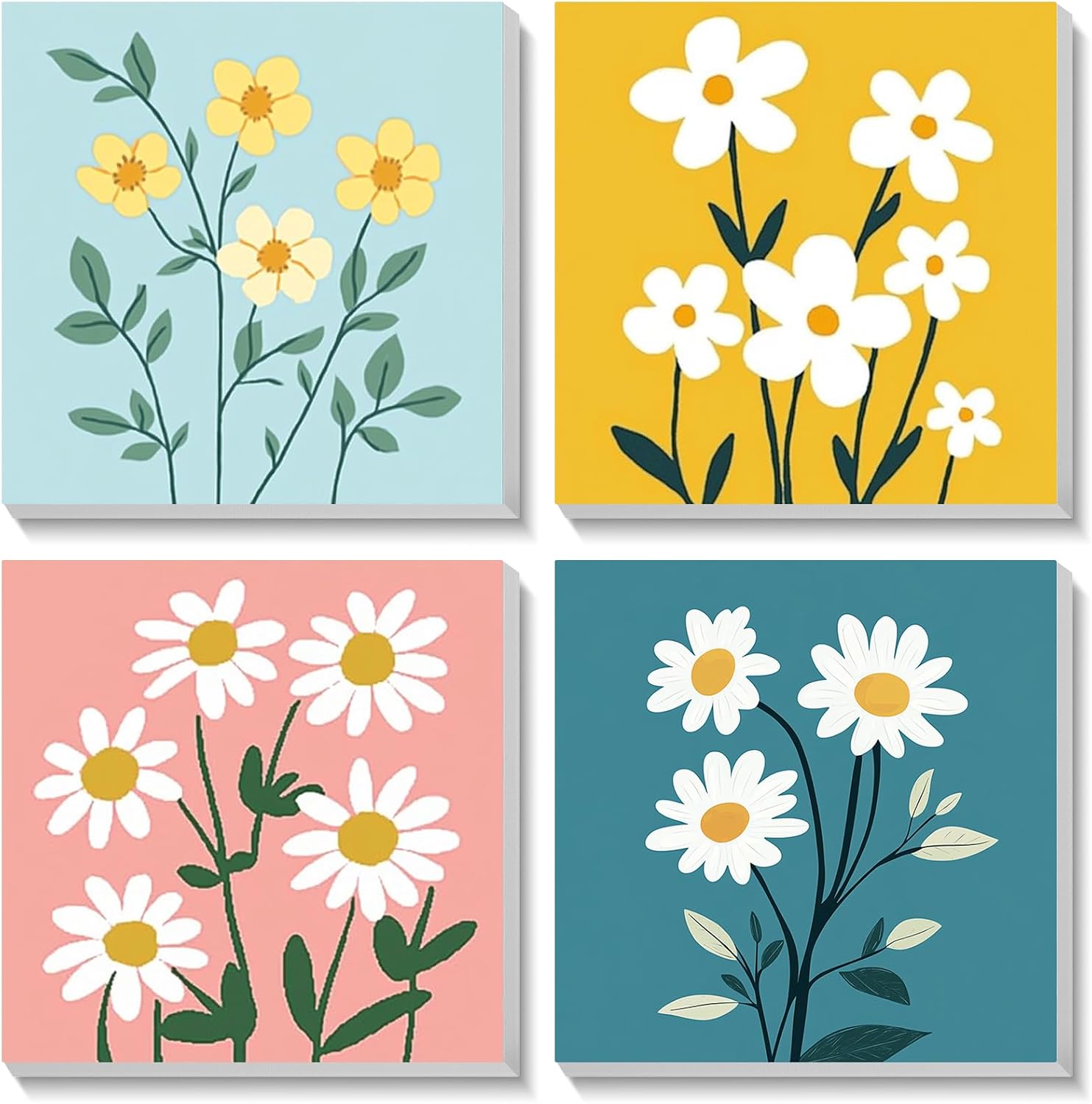 HEIBAGO Framed Paint by Numbers Kit flowers front view of four pack box