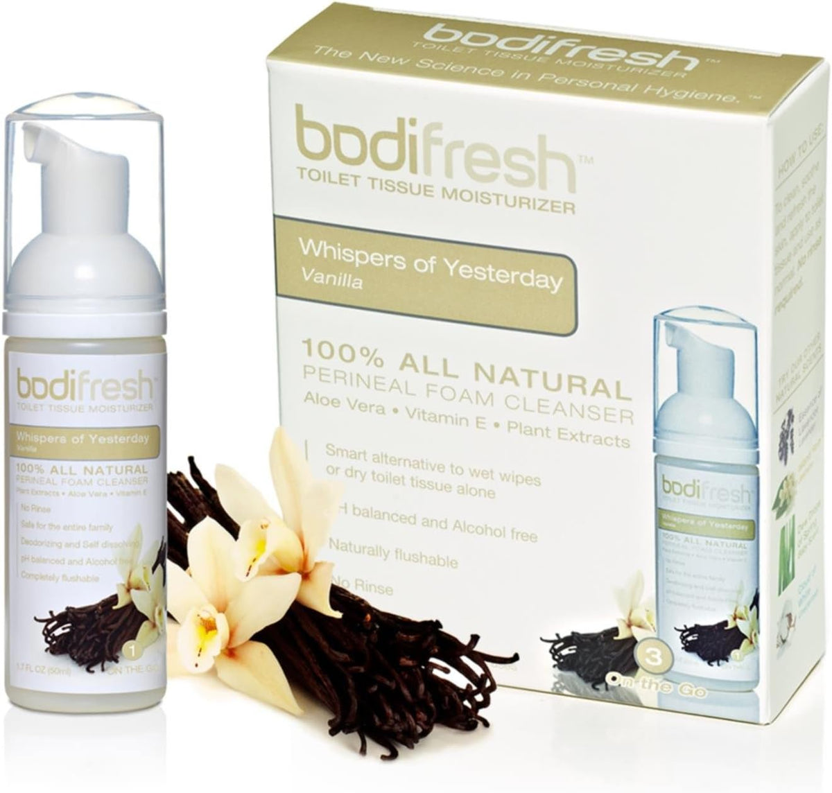 Bodifresh Toilet Paper Foam 3-pack front view for eco-friendly personal hygiene.