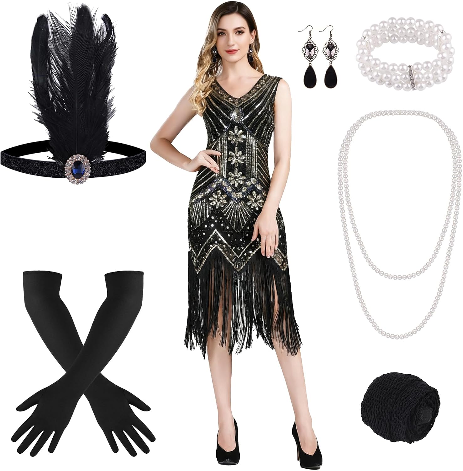 Fepito 1920s flapper dress front view