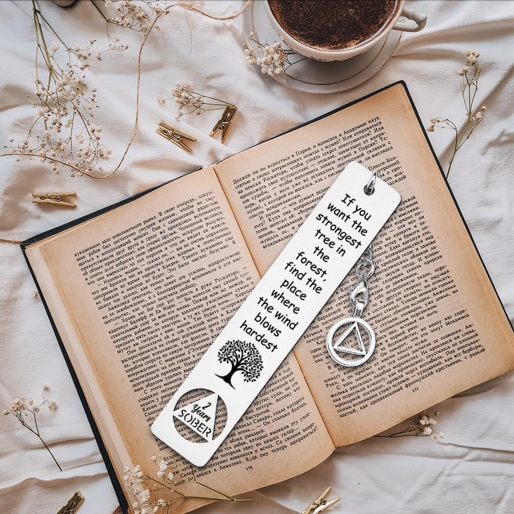 Motivational recovery metal bookmark angle perspective