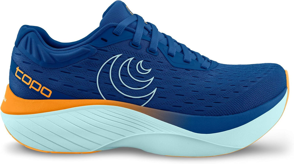 Topo Athletic Atmos top angle view of wide anatomical toe box