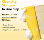 TOSOWOONG Korean face wash showing active ingredients Kojic Acid and Glutathione packaging