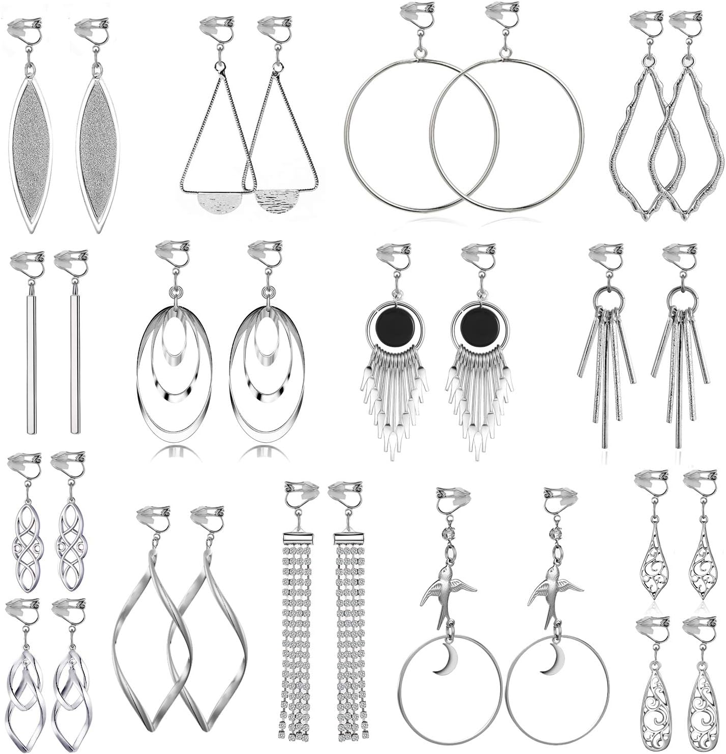 TAMHOO 15 pairs clip on earrings front view