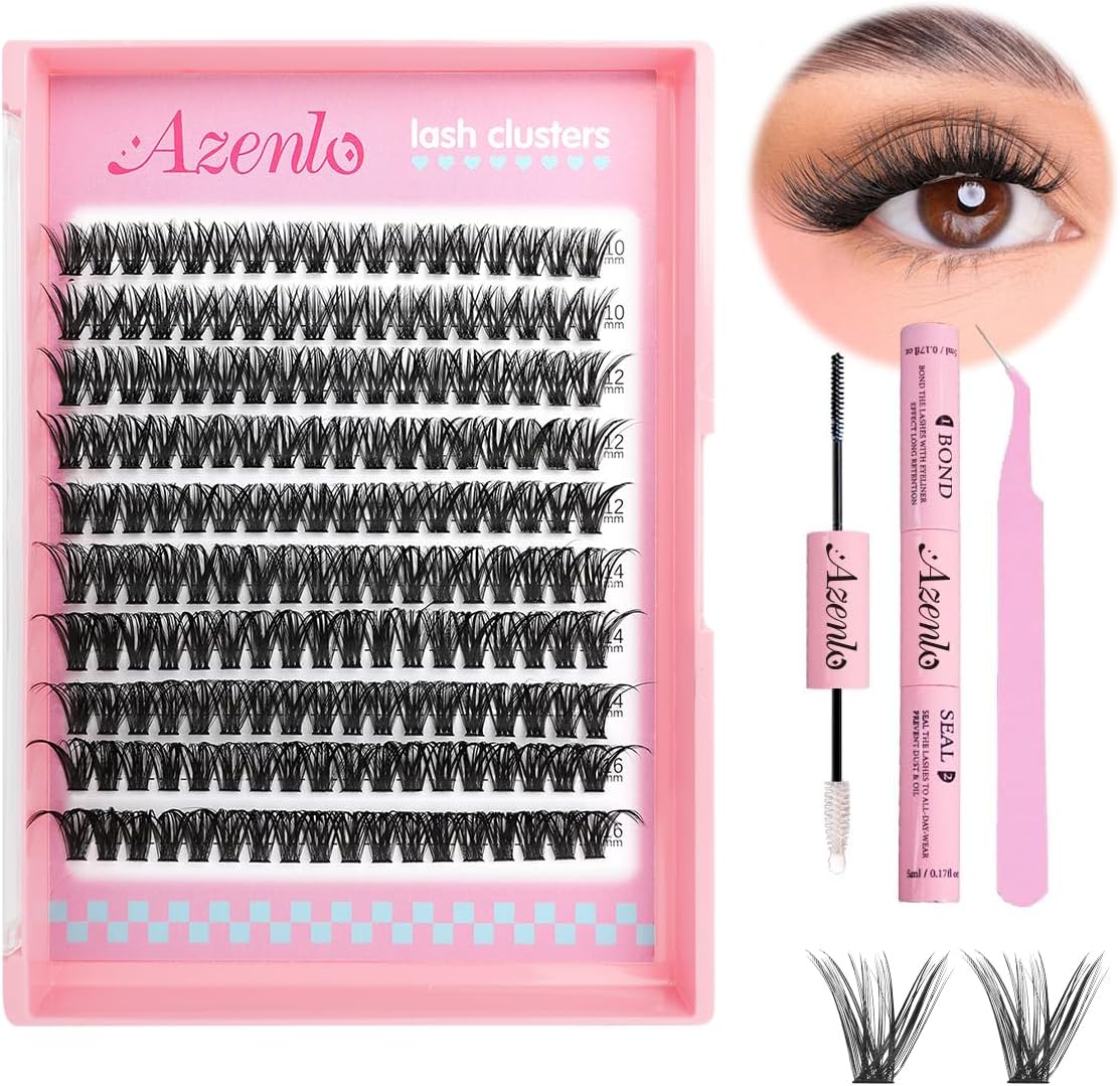 Azenlo Natural Lash Clusters Kit with 120 pieces of wispy eyelash clusters