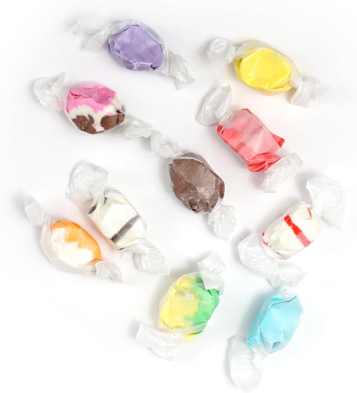 Soft and tender chewy salt water taffy close up texture detail