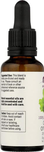 Now Foods oregano essential oil glass dropper closeup