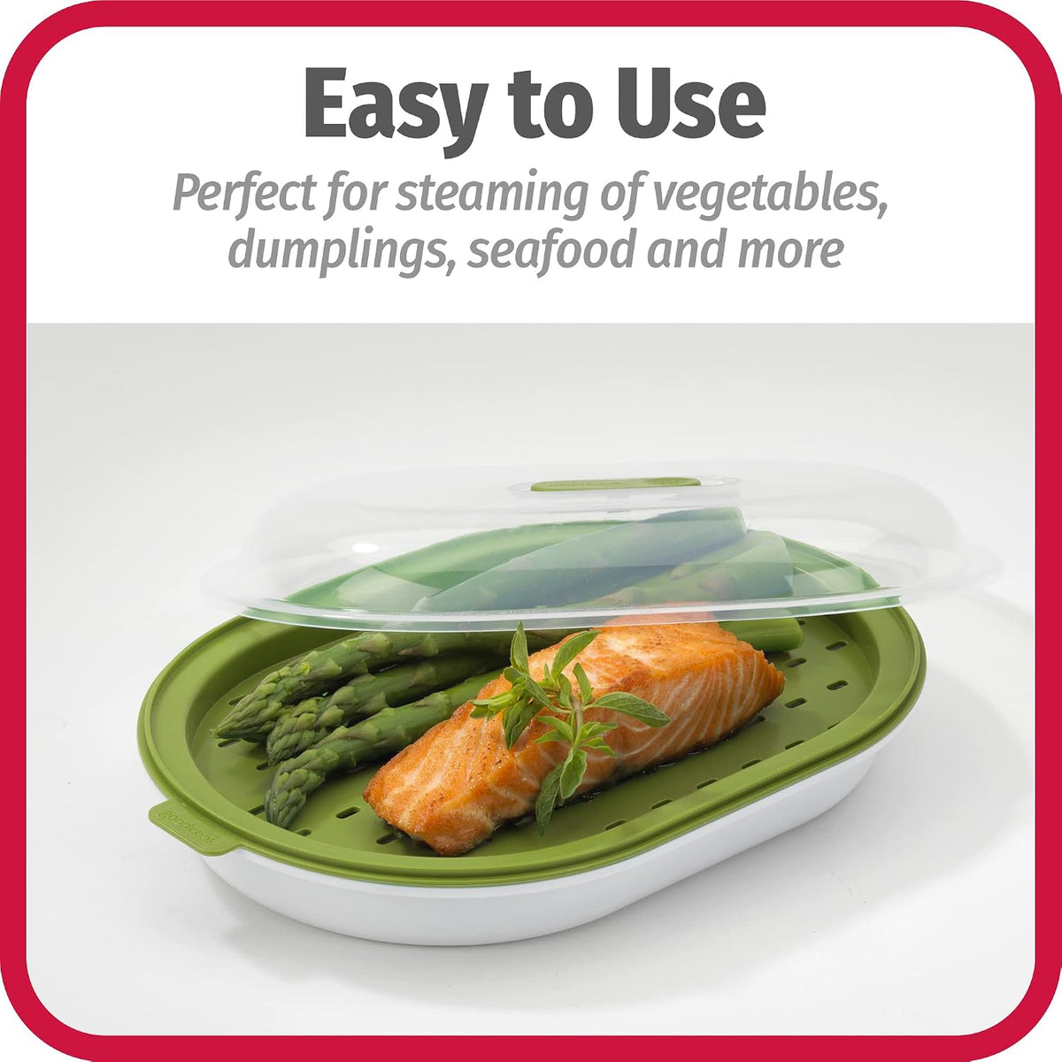 GoodCook Everyday Microwave Food Steamer - Vegetable & Fish Cooker, Preserves Vitamins & Nutrients, Quick Dinner & Meals, Adjustable Steam Release Vent - Image 4