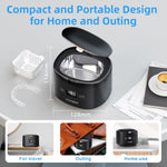 Vivizen ultrasonic machine compact size displayed next to travel items