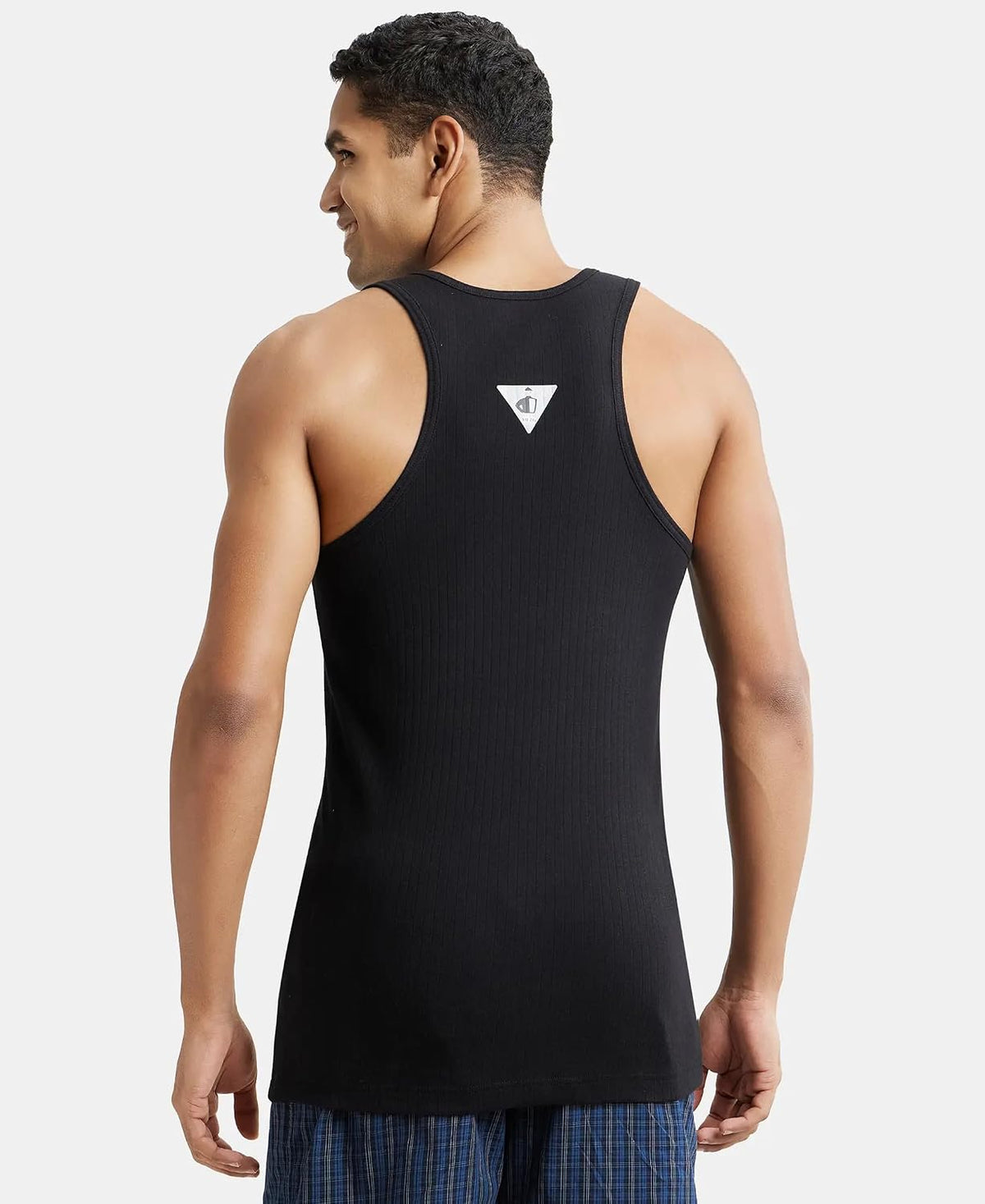 Jockey men FP04 black vest fabric close up texture view