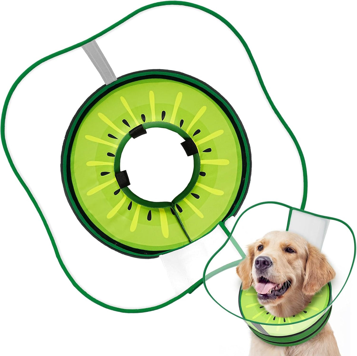 Sponge Dog Cone Collar, Dog Donut Collar After Surgery with Clear Shield, Adjustable Soft Cone for Dogs to Stop Licking-Comfy Cone for Large Medium Small Dogs (Watermelon,XL) - Image 9