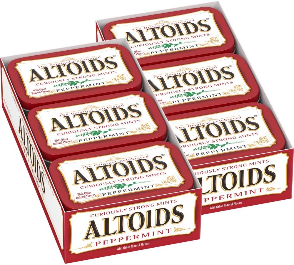 Single Red Metal Tin Of Intense Peppermint Flavor Fresh Breath Candies