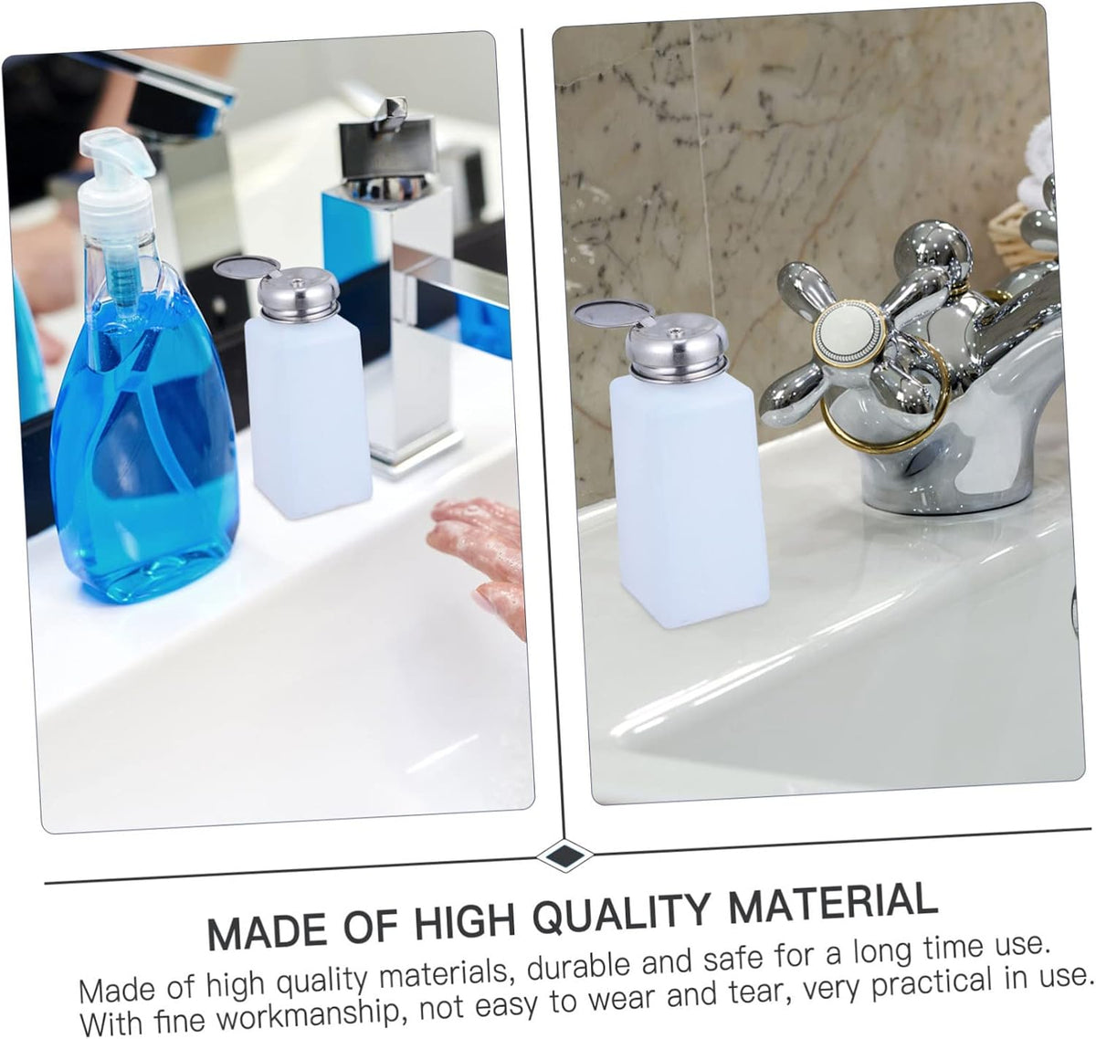 FOMIYES plastic wash bottles showing stainless steel lid mechanism