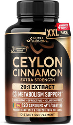 NutraHarmony Ceylon Cinnamon capsules front view supplement bottle