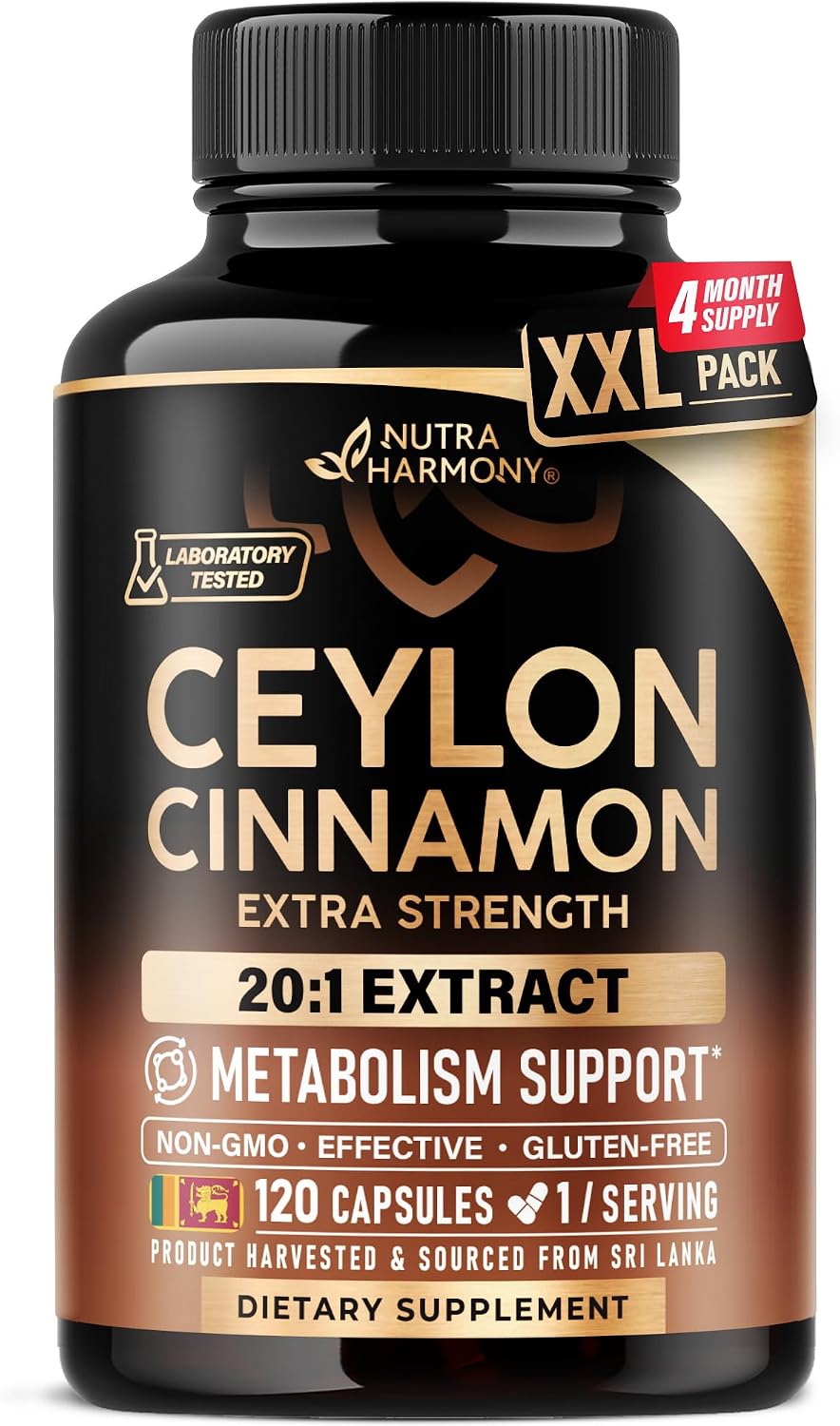 NutraHarmony Ceylon Cinnamon capsules front view supplement bottle