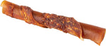 Highly digestible rawhide free dog sticks with real chicken layer macro close up