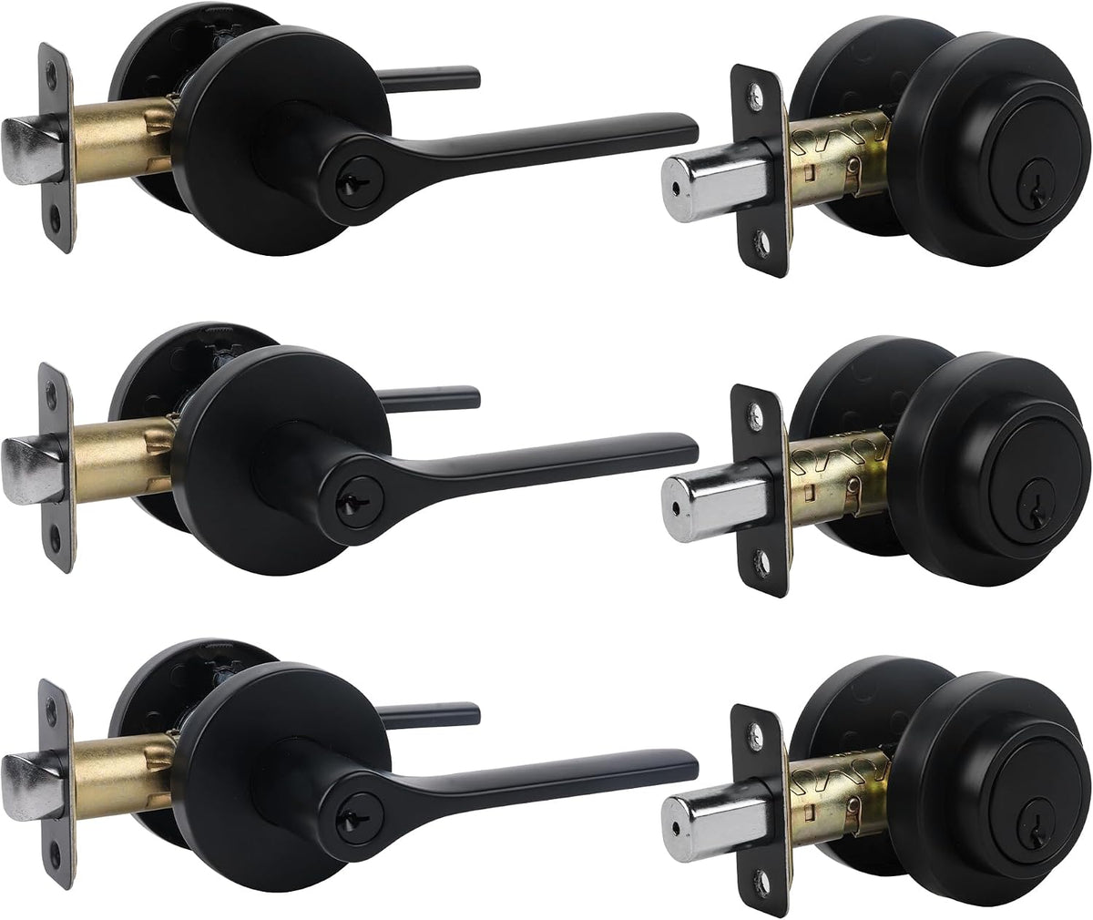 Front Door Lock Set, Exterior Door Handle with Deadbolt Lock, Exterior Door Lock Set, Doorknob with Lock and Key, Round Entry Door Locksets, Satin Nickel (All Keyed Alike) 1Pack - Image 12
