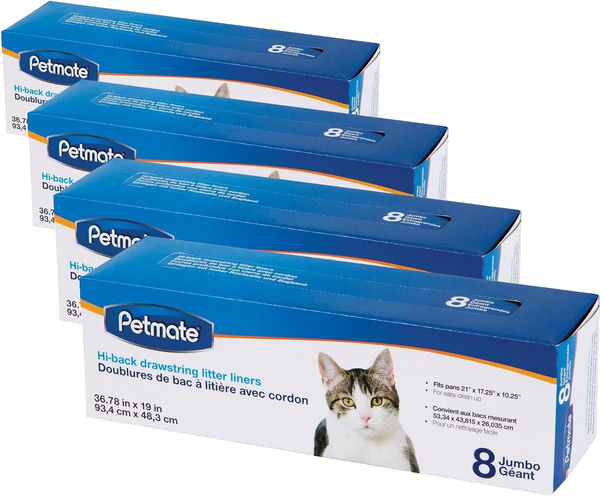 Petmate cat litter pan liners showing drawstring feature