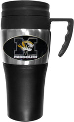 Siskiyou NCAA travel mug back profile showing stainless steel texture
