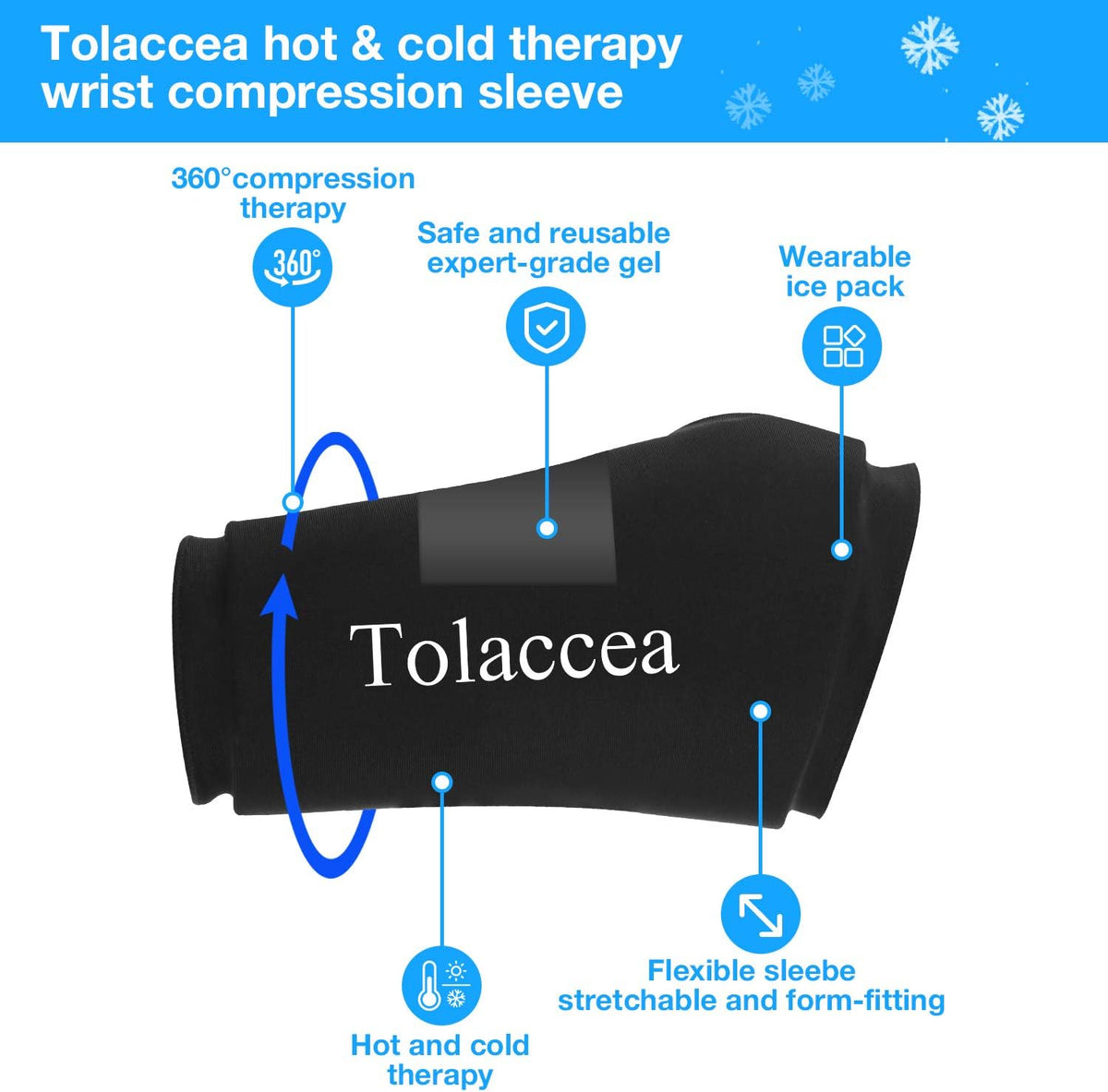 Tolaccea hot and cold therapy wrap for carpal tunnel and tendonitis