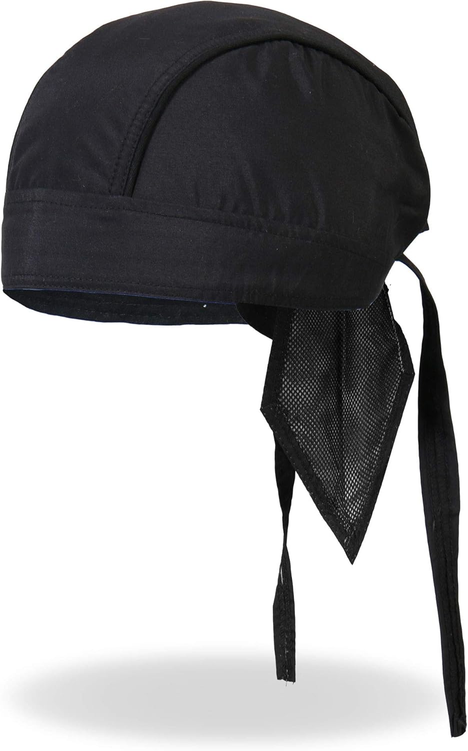 Hot Leathers HWH1064 Classic Black Premium Headwrap front view showing the solid black microfiber panels.