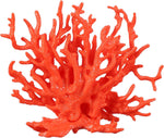 Petaxcell Aquarium Coral Decoration front view of orange artificial fish tank ornament.