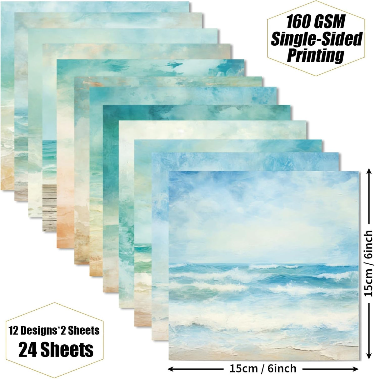 WLXTREE ocean theme watercolor patterned sheets