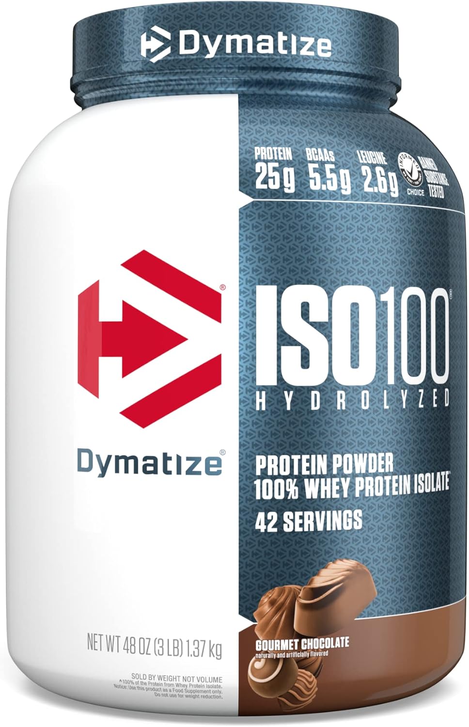 Dymatize ISO100 Hydrolyzed Whey Protein Gourmet Chocolate front view