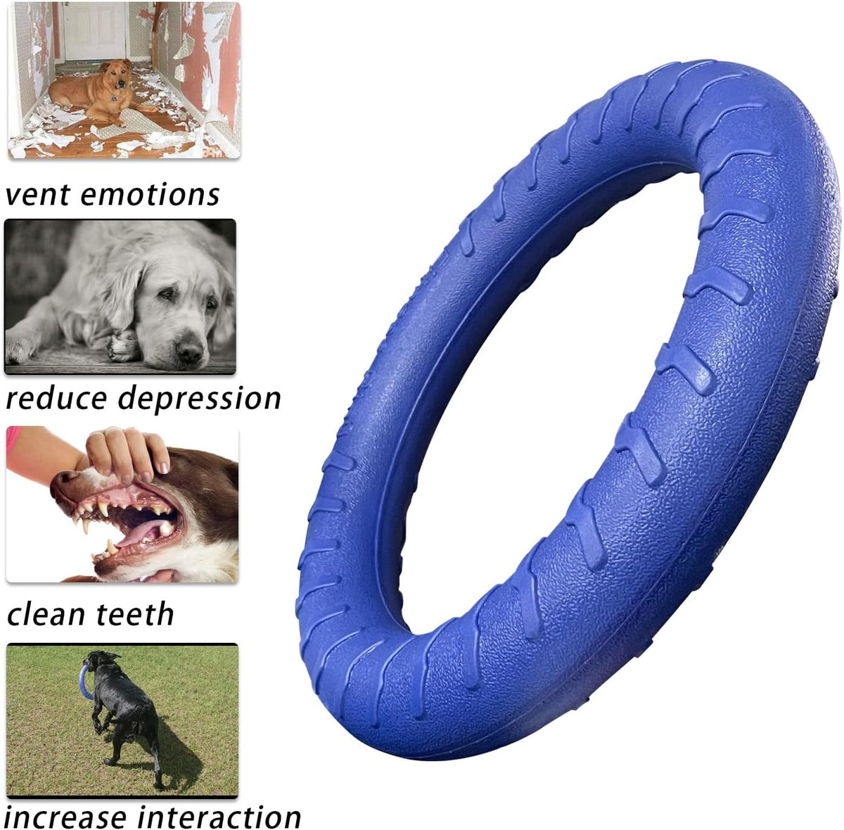 DLDER Blue Indestructible Dog Toy floating on water