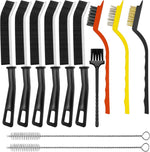 LCWYORH 12 Piece Crevice Cleaning Brush Set front view showing complete assortment of gap and wire brushes for household deep cleaning