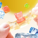 Close up of the zero fat frozen animal series gummy candies highlighting the detailed 3D texture.