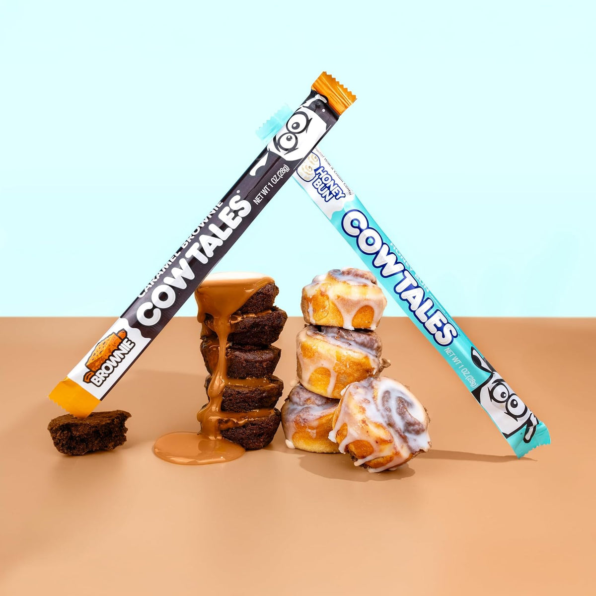 Close-up of a cut caramel stick highlighting the rich cream center filling.