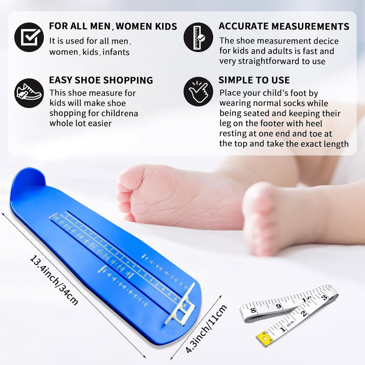 Pozzolanas plastic shoe sizing device flat lay