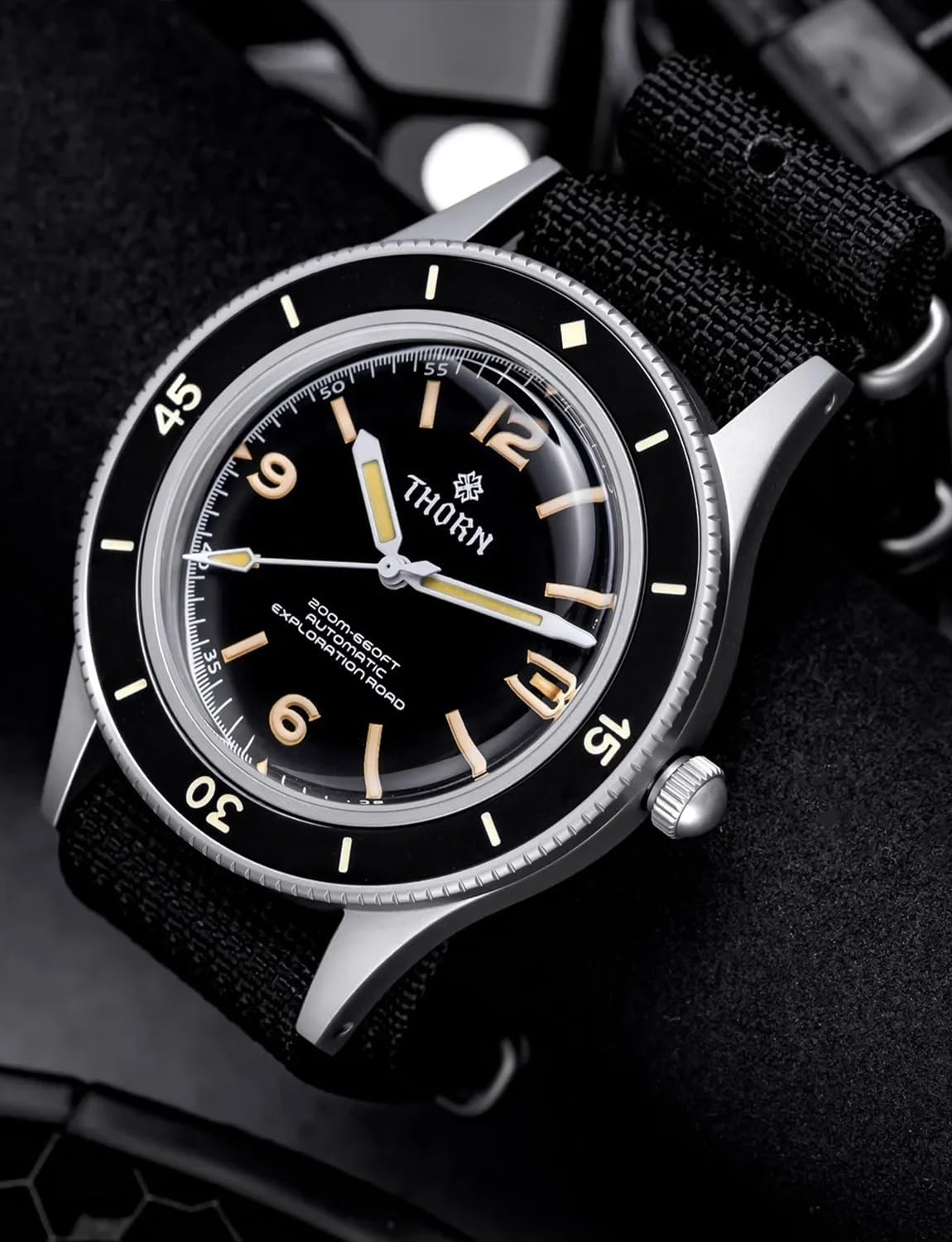Tactical Frog Thorn automatic watch paired with nylon strap