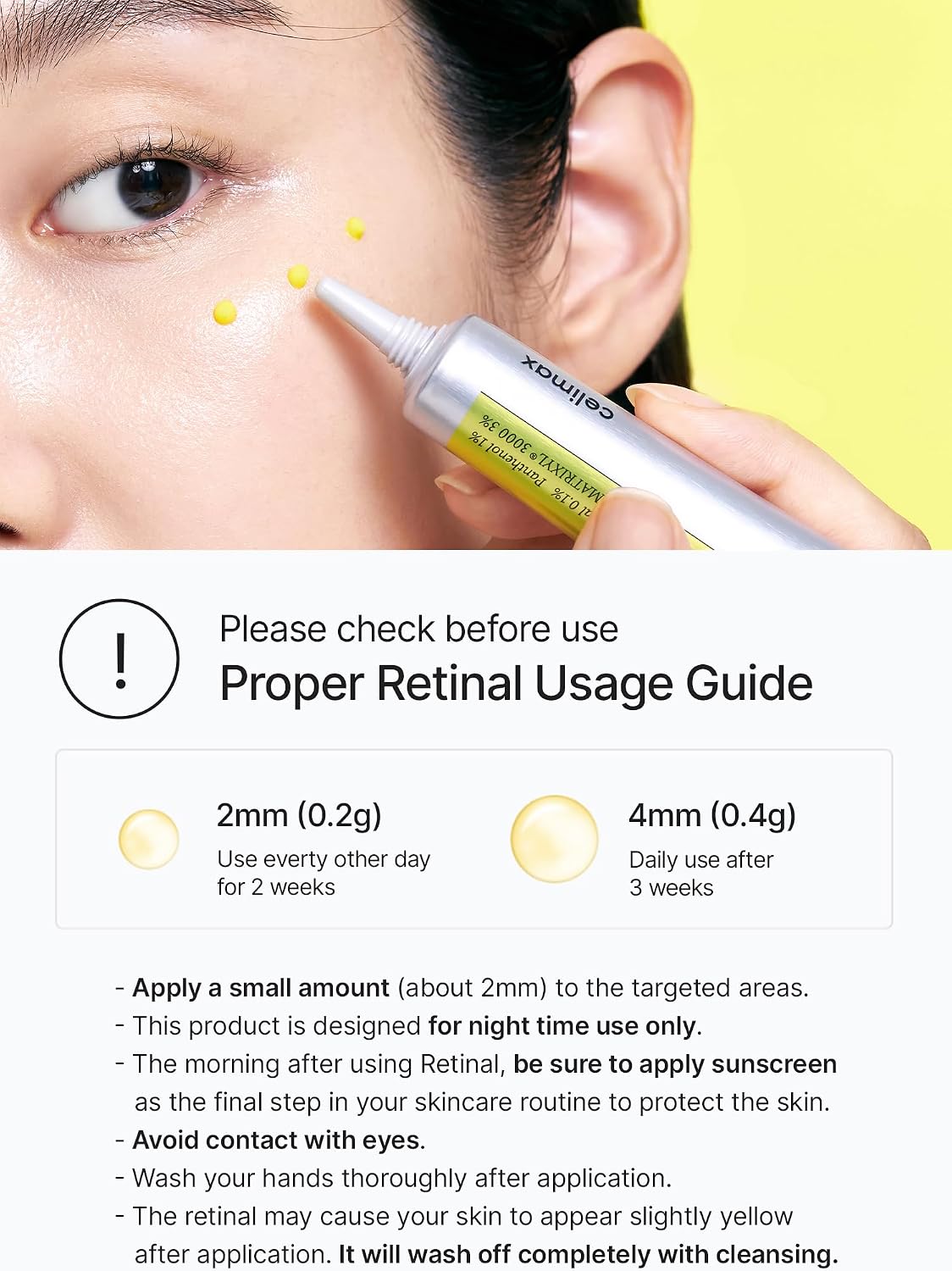 Celimax Matrixyl 3000 and retinal overnight skin renewal booster application textures.